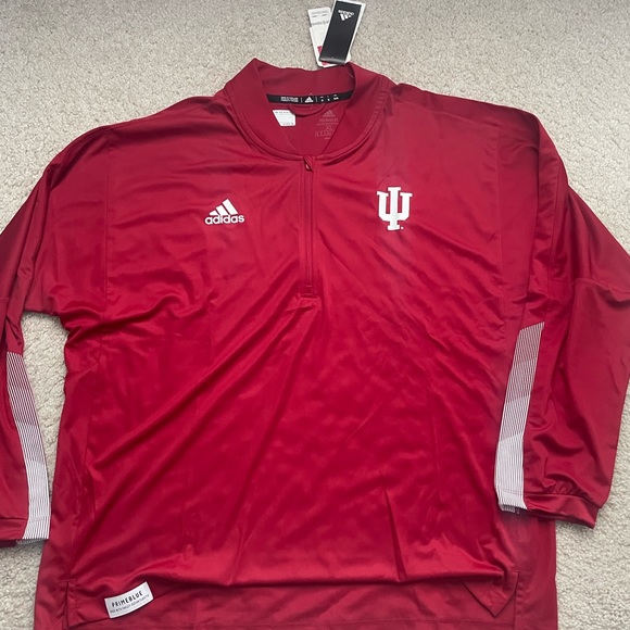 Adidas Indiana Hoosiers Mens XL 1/4 Zip Pullover Red Long Sleeve H55511 New - Picture 1 of 6